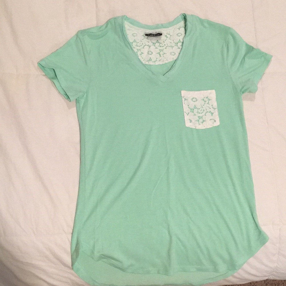 V-Neck T-Shirt with Lace